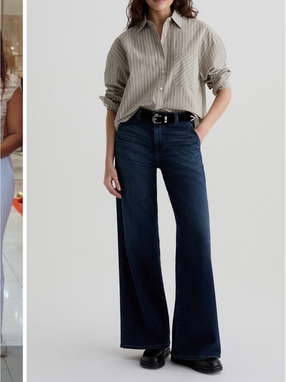 Ag Adriano Goldschmied Deep Indigo Wide-Leg Jeans